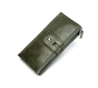 RWCCCRW Carteras largas de Piel de Vacuno para Mujer, Carteras de Piel auténtica, Fundas para Tarjetas de Visita, Bolsos de noche (tamaño: Verde)