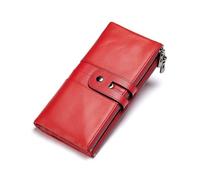 RWCCCRW Carteras largas de Piel de Vacuno para Mujer, Carteras de Piel auténtica, Fundas para Tarjetas de Visita, Bolsos de noche (tamaño: Rojo)