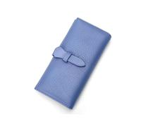 RWCCCRW Clips de Dinero de Cuero Genuino Estuches para Tarjetas de Visita Carteras largas Monederos de Piel de Vacuno para Mujer Carteras de Bloqueo Bolsos (Tamaño: Azul)