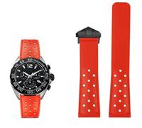 RWCCCRW Correa de reloj de silicona transpirable de 22mm para TAG heuer F1 CAZ201 WAZ2113 CAZ1010 Series correa de reloj hebilla plegable de goma suave