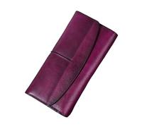 RWCCCRW Estuches para Tarjetas de Visita Monederos de Piel de Vacuno para Mujer Carteras de Bloqueo Bolsos Bolsos de Cuero Clips Largos para Dinero Bolsos de noche (Tamaño: Púrpura)