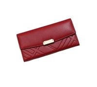 RWCCCRW Monederos de Piel de Vacuno para Mujer, Carteras, Fundas para Tarjetas de Visita, Clips Largos de Cuero para Dinero, Carteras de Bloqueo, Bolsos de noche (tamaño: Rojo)