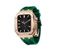 RWCCCRW Para banda 45 mm 44 mm Hombres Mujeres Caja de metal militar Correa de silicona Parachoques a prueba de golpes Correa de reloj de estilo informal de negocios para iWatch Series 7/SE/6/5/4