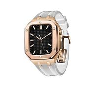 RWCCCRW Para banda 45 mm 44 mm Hombres Mujeres Caja de metal militar Correa de silicona Parachoques a prueba de golpes Correa de reloj de estilo informal de negocios para iWatch Series 7/SE/6/5/4