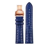 RWCCCRW Para pulsera lujosa, correa de cocodrilo, correa de reloj de cuero azul suave, cierre de mariposa, pulsera para hombre de 18, 20mm y 22mm