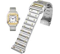 RWCCCRW Pulsera de acero inoxidable macizo para hombre, pulsera de la serie Cartier Santos 100 con hebilla de mariposa, accesorios para reloj