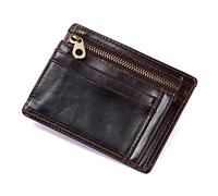 RWCCCRW Rindsleder Herren Kartenetui Mini Kartenhalter mit Münzfach Herren Kleine Dünne Brieftasche - Carteras delgadas (Kaffee)