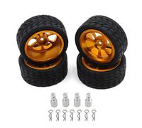 RWEQUTES Juego de Llantas y neumáticos metálicos for M-JX 14303, 14302 y 14301 - Rally 1/14, aleación de Aluminio CNC, Aumento de Altura(Gold)