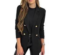 RWGSNB Blazers Mujer Estilo Casual Negocios con Solapa en Muesca Doble Botonadura Traje Oficina Blazer Ligero Negocios con Frente Abierto Chaqueta Transición para Otoño Ideal para El Trabajo Diari