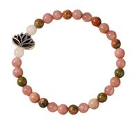 RWGSNB Bracciale Donna con Pietre, Pulseras Piedra Natural para Mujer Delicadas Cuentas Rodonita 6 Mm Loto Pulseras Elásticas Cristal Protección Espiritual Regalos Joyería.