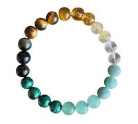 RWGSNB Bracciale Pietre Donna, Pulseras Cristal Citrino 8 Mm Pulseras Piedras Preciosas Naturales Ojo Tigre Brazaletes Elásticos Cuentas Reales Chakras Joyería Espiritual Regalos para Mujeres y Ho