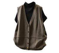 RWGSNB Cárdigan Punto Sin Mangas para Mujer Suéter Chenilla Chaleco Elegante Punto Botones Coloridos Jerséis Modernos Frente Abierto Camisetas Sin Mangas Verde Oliva S