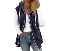 RWGSNB Chaleco Felpa Capucha Mujer Cordón Ajustable Estilo Sherpa Ligero Informal Sin Mangas Cremallera para Otoño e Invierno Ideal para Caminar y Viajar.