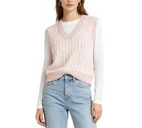 RWGSNB Chaleco Punto con Estampado Pata Gallo Mujer Cuello V Estilo Vintage Preppy Sin Mangas Jersey Informal Tricot Corte Holgado Ideal Usar A Diario Otoño Color Rosa Talla XL.