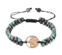 RWGSNB Pulsera Árbol la Vida Estilo Bohemio con Cuentas en Capas Ajustable Hecha A Mano con Cuerda Trenzada Brazaletes Piedras Naturales Cristal Curativo Reiki Joyería Regalos Turquesa Africana