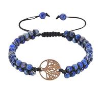RWGSNB Pulsera Árbol la Vida Estilo Bohemio con Cuentas en Capas Piedras Preciosas Ajustable Hecha A Mano Cuerda Trenzada Brazaletes Piedras Naturales Curación Reiki Joyas Cristal Regalos Piedra I