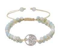 RWGSNB Pulsera Árbol la Vida Estilo Bohemio con Cuentas en Capas Piedras Preciosas Ajustable Hecha A Mano Cuerda Trenzada Brazaletes Piedra Natural Curación Reiki Joyas Cristal Regalos Jade Colore