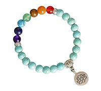 RWGSNB Pulsera de Cuarzo Cristal, Pulsera 7 Chakras para Hombre Mujer Cuentas Piedras Auténticas 8 Mm Aliviar la Ansiedad Colgante Loto Piedras Preciosas Energéticas para Yoga Joyería Cristal Col