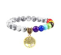 RWGSNB Pulsera de Cuarzo Cristal, Pulsera 7 Chakras para Mujeres Hombres Piedras Reales del Árbol la Vida Ansiedad Preciosas Naturales Reiki Yoga Cristales Energéticos Joyería Regalos Tur
