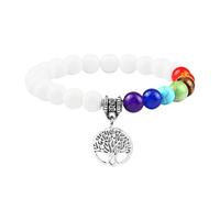 RWGSNB Pulsera Piedras Mujer, Pulsera 7 Chakras para Mujeres Hombres Piedras Reales del Árbol la Vida Ansiedad Preciosas Naturales Reiki Yoga Cristales Energéticos Regalos Joyería Jade Bl