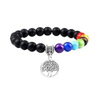 RWGSNB Pulsera Piedras Naturales Mujer, Pulsera 7 Chakras para Mujeres Hombres Piedras Reales del Árbol la Vida Ansiedad Preciosas Naturales Reiki Yoga Cristales Energéticos Joyería Regal