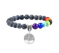 RWGSNB Pulsera Piedras Naturales Mujer, Pulsera Chakras Piedras Reales Árbol la Vida Brazaletes Yoga Reiki Naturales Chakras Brazaletes Ansiedad Joyas Cristal Energético Regalos para Mujer