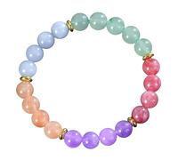 RWGSNB Pulsera Piedras Naturales Mujer, Pulsera Piedras Preciosas 7 Chakras 8 Mm Naturales Chakras Ansiedad Equilibrio Energético Reiki Yoga Cristal la Suerte Regalos Amistad para Mujeres H