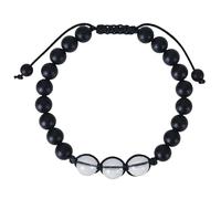 RWGSNB Pulsera Piedras Naturales Pulsera Cristal Transparente Natural con Ónix Negro Esmerilado Ajustable Trenzada con Cuentas Piedras Preciosas Ideal Reiki Yoga Curación Joyería Cristal Regalo E