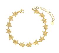RWGSNB Pulseras Chapadas en Oro para Mujer Delicadas Pulseras Estrella para Niñas Ajustables Cierre Langosta Cadena Dorada Brillantes Brazaletes Cristal Circonita Joyería Moda Regalo Navidad O Cum