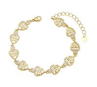 RWGSNB Pulseras Chapadas en Oro para Mujer Pulseras Forma Corazón Cierre Ajustable Langosta Brazaletes Brillantes Circonita Joyería para Bodas Damas Honor Regalos para Amigas Mamá Esposa Hijas Da