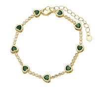 RWGSNB Pulseras Corazón para Mujer Estilo Boho Chapadas en Oro Ajustables Cierre Langosta Circonitas Colores Brazaletes Piedra Natal Topacio Verde Joyería Moda Ideal Como Regalo Navidad O Cumplea
