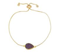 RWGSNB Pulseras Lágrima para Mujer Estilo Boho Chapadas en Oro Ajustables Cadena Dorada Brillantes Cristales Drusa en Forma Pera Brazaletes Moda Joyería Moda Regalo Navidad O Cumpleaños Color Mor