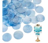 Rwigeboo 100 conchas redondas con 2 agujeros, conchas de mar azules pulidas para manualidades, cuentas de 2.0 in para campanas de viento, manualidades, joyería, decoración del hogar