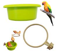 Rwigeboo Baño de pájaros para Jaula, baño Universal Antideslizante para Jaula de pájaros, Mascota de 4 Pulgadas con Soporte para Suministros para periquitos y pinzones Canarios