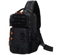 Rwigeboo Bolsa de Pesca con Eslinga, Bolsa de Aparejos de Tela Oxford con Soporte para caña, Mochila de Pesca Ligera e Impermeable con múltiples Compartimentos, Eslinga Estilo 2