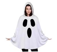 Rwigeboo Ghost Costume for Adult White Ghost Hooded Halloween Costumes Poncho Cosplay Outfits