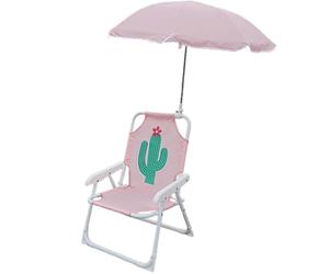 Rwigeboo Kids Beach Chair with Umbrella, Foldable & Detachable Portable Oxford Cloth Cute Kids Beach Chair with Canopy for Outdoor Summer, Cactus