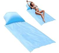 Rwigeboo Manta de Playa con Almohada Inflable, Tumbona de Playa de 33x83 Pulgadas, Estera de Camping de Tela Oxford Impermeable, Estera de Dormir portátil Plegable con Bolsa de Transporte