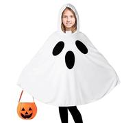 Rwigeboo Toddler Ghost Costume White Ghost Hooded Halloween Costumes Poncho Cosplay Outfits