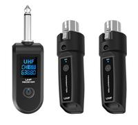 Rwigeboo Transmisores y receptores de micrófono inalámbricos de 3pcs/establos, Adaptador de micrófono inalámbrico Recargable de 2.4GHz para Guitarra, batidora de Audio, dinámico, Sistema de transmis