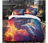 RWKAVZLOP Soldado Espacial 3D Impresión Funda de edredón 3pz Microfibra Lavable acción de Ciencia ficción Edredón Funda 2 Fundas Cremallera Adolescentes Adultos Double（200x200cm）