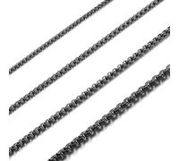 RWQIAN Cadena Malla Acero Inoxidable Negro 55cm Mujer Venecia 4mm Ancho