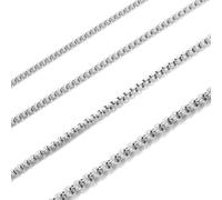 RWQIAN Collar Hombre Cadena Malla 60cm Acero Inoxidable Plata Caja Mujer Venecia 4mm Ancho