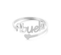 RWQIAN Personalizado Abuela Anillo Mujer Hombre Nombre Acero Inoxidable Corazon de Amor Anillo de Mamá Abuela Color Plata/Oro/Oro Rosa Joyería Personalizada (Abuela-plata)
