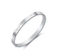 RWQIAN Pulsera de frase inspirada en plata pulsera de mujer pulsera de acero inoxidable fino pulsera más información pulsera de ancho pulsera 6