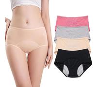 RWRAEO Everdries Leakproof Ladies Underwear,Washable & Reusable Leakproof Panties for Women Over 60,Incontinence Underwear for Women (4Pcs-C,XL)