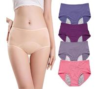 RWRAEO Everdries Panties for Women Over 60,Everdries Leakproof Ladies Underwear,Comfort Plus Size Incontinence Underwear for Women (4Pcs-b,XL)
