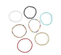 RWRAPS 7 unids/set pulsera tobillera con cuentas para mujer tobilleras coloridas ajustables sandalias descalzas en el pie joyería de tobillo (D gris claro)