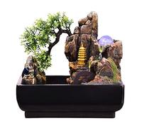 RWRAPS Fuente de Agua de Mesa para Interior, Barra de Fuente de rocalla de Escritorio, Rueda de Agua Que Gira, Paisaje de Agua, bonsái de la Suerte (con atomizador) ()