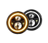 RWRPQEDEXM Faro LED Para Coche Para Offroad 4x4 12V 24V 7 Pulgadas Haz Alto-bajo De 180W Con Ojos De Halo Luz De Señal Giro Ámbar Y Punto Faros Delanteros Conjunto(2PC)